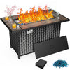 Philergo 43.2" Propane Fire Pit Table with Marble Tabletop, 52,000 BTU Rectangular Fire Pit with Glass Rock, Lid and Waterproof Cover for Outdoor, Patio Party
