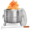 Philergo 17" Smokeless Fire Pit for Outside, Stainless Steel Wood Burning Fire Pit with Foldable Legs, Grill, Poker, Carry Bag