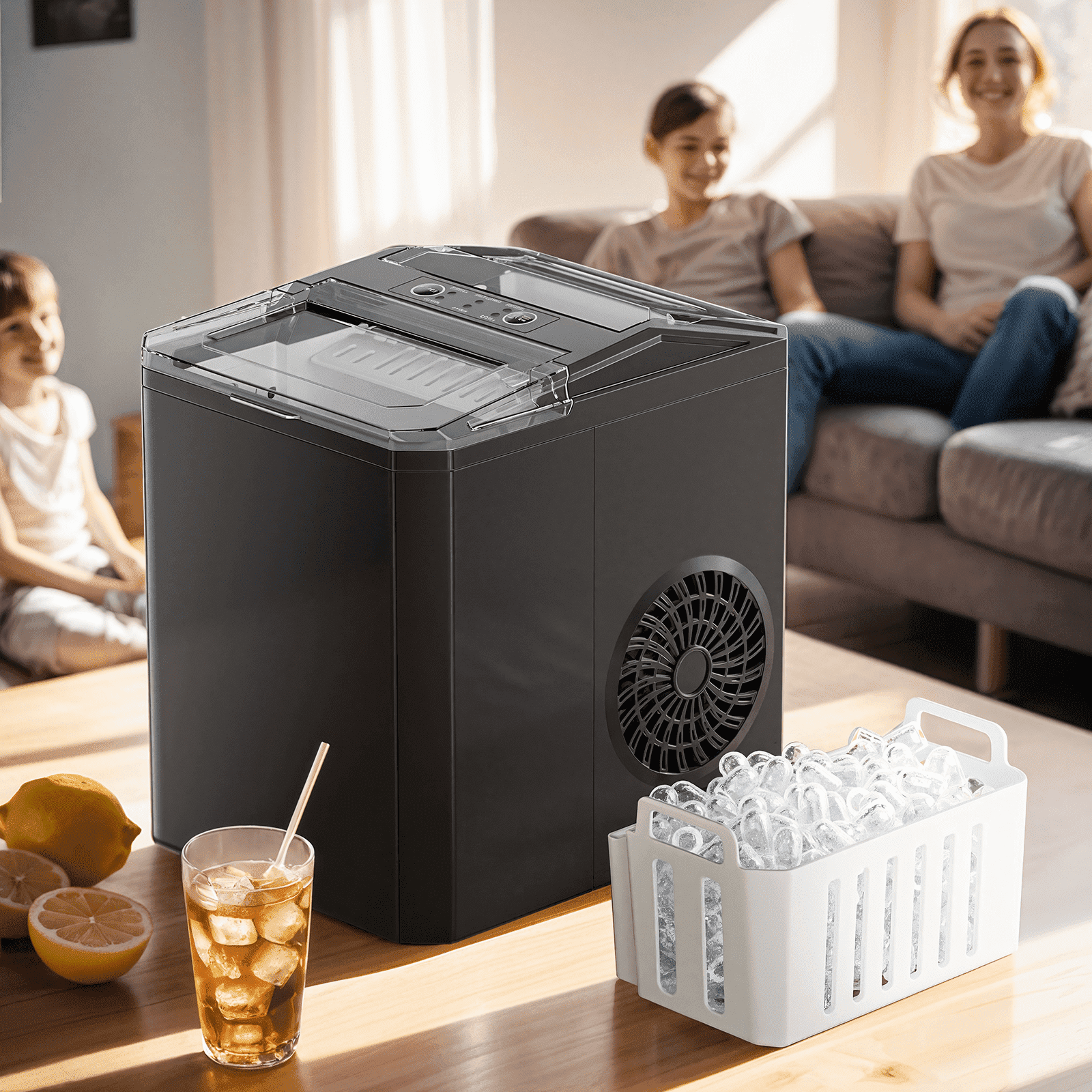 Philergo Countertop Ice Maker 26 lbs/24h 9 Cubes/6 Mins with Self-Cleaning Bullet Ice Maker for Home Office Bar Party