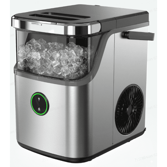 Philergo Nugget Ice Maker Countertops, 33lbs Per Day Chewable Nugget Ice machine with Touch Screen, Portable Ice Basket with Handle, Auto-Cleaning for Home/Office/RV/Camping/Party, Stainless Steel