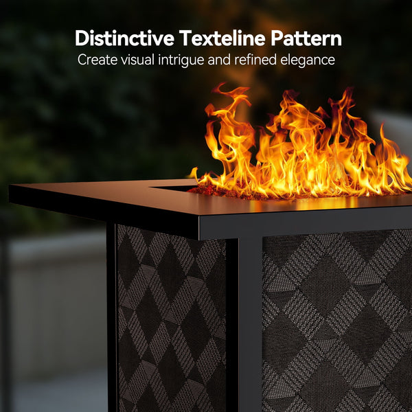 Philergo 32" Propane Fire Pit, 50,000 BTU Square Gas Fire Pit Table for Patio Garden Party with Lava Rocks, Removable Lid, CSA-Certified