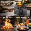 Philergo 32" Propane Fire Pit, 50,000 BTU Square Gas Fire Pit Table for Patio Garden Party with Lava Rocks, Removable Lid, CSA-Certified