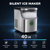 Philergo 35lbs/24H Nugget Ice Maker Countertop, Portable Ice Machine with Detachable Ice Basket, Silver