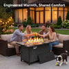 Philergo 43.2" Propane Fire Pit Table with Marble Tabletop, 52,000 BTU Rectangular Fire Pit with Glass Rock, Lid and Waterproof Cover for Outdoor, Patio Party