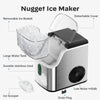 Philergo 35lbs/24H Nugget Ice Maker Countertops with LED Indicator, Portable Chewable Pebble Ice Machine with Self-Cleaning, Crushed Sonic Ice for Hmoe, Kitchen, RV, Stainless Steel