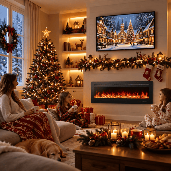 Philergo 60" Electric Fireplace, 1400W Wall Mount, Recessed Fireplace Insert Heater wiht Remote Control, 20 Adjustable Flame Color, Timer and Touch Screen