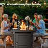 Philergo 43.2" Propane Fire Pits for Outside 62,000 BTU Gas Fire Pit Table for Outside with Lid , Glass Beads, Cup Holders, Hanging Shelf & Nylon Cover, Rectangle