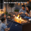 Philergo 42" Rectangular Gas Fire Pit Table, 60,000 BTU Propane Fire Pits for Outside with Lid and Lava Rock