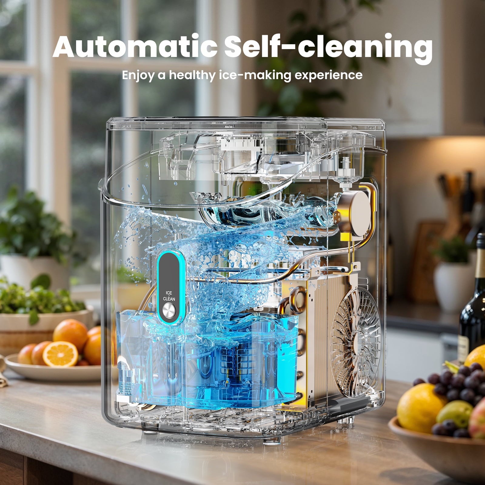 Philergo Nugget Ice Maker Countertop, Pebble Ice Maker with Soft Chewable Ice, 35 lbs/24 Hrs for Home, Kitchen, RV, Camping, Dark Blue