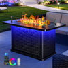 Philergo 43" Propane Fire Pits with RGB Strip, 60,000 BTU Rectangular Gas Fire Pit Table with Glass Beads, Wind Guard and Waterproof Cover for Outside, Patio, APP or Remote Control