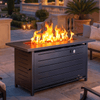 Philergo 42" Rectangular Gas Fire Pit Table, 60,000 BTU Propane Fire Pits for Outside with Lid and Lava Rock