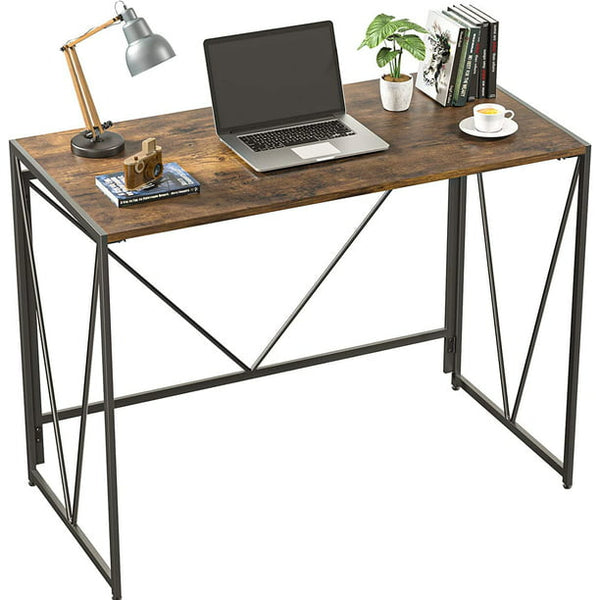 Computer Study Writing Desk 39 Inch, Folding PC Laptop Table No Assembly, Home Office Desk for Small Space, Vintage Brown - Walmart.com