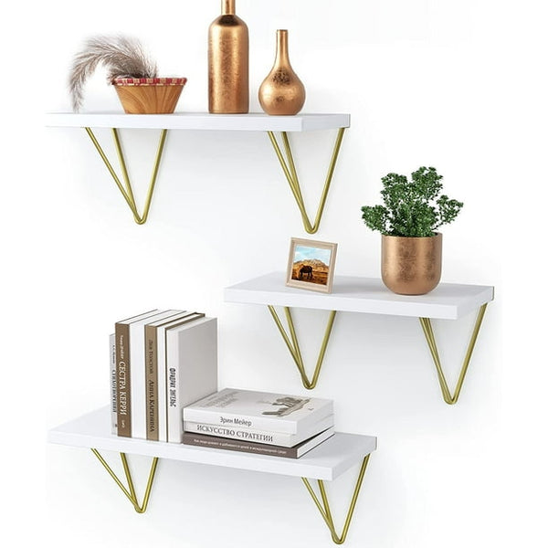 Set of 3 Floating Shelves, Wall Shelves for Bedroom, Living Room, Bathroom, Kitchen, Shelves for Wall Decor - Walmart.com