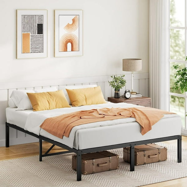 Twin Size Metal Platform Bed Frame Mattress Foundation No Box Spring Needed, Modern Bed Frame with 14" Large Under Bed Storage Space - Walmart.com